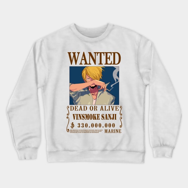 Vinsmoke Sanji One Piece Wanted Crewneck Sweatshirt by Teedream